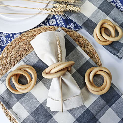 Wooden Napkin Rings Set Of 4, Farmhouse Wood Napkin Ring, Handmade Serviette Buckles Holder For Table Setting, Wedding, Thanksgiving Day And Home Decor (Wood Circle) #TOP2