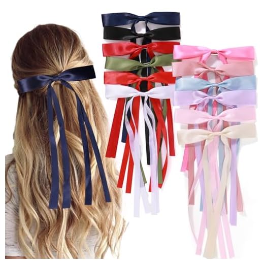 12PCS Bow Hair Clips for Women Girls, Tassel Hair Ribbon Ponytail Holder Accessories, Cute Metal Alligator Clips Barrettes Toddlers Kids Bows for Birthday Valentine's Day Gifts