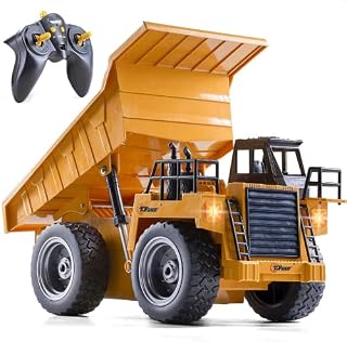 Top Race Remote Control Digger Construction Dump Truck Toy with Lights and Sounds - 2.4GHz Digger Toys Made From Alloy and Plastic for Kids and Adults Ages 3 and Up