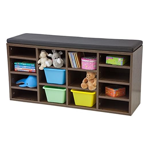 Skoskåp med sittdyna vincent (L) – valnöt – med 14 fack och klicksystem! 104 x 48 x 30 cm (B x H x D)