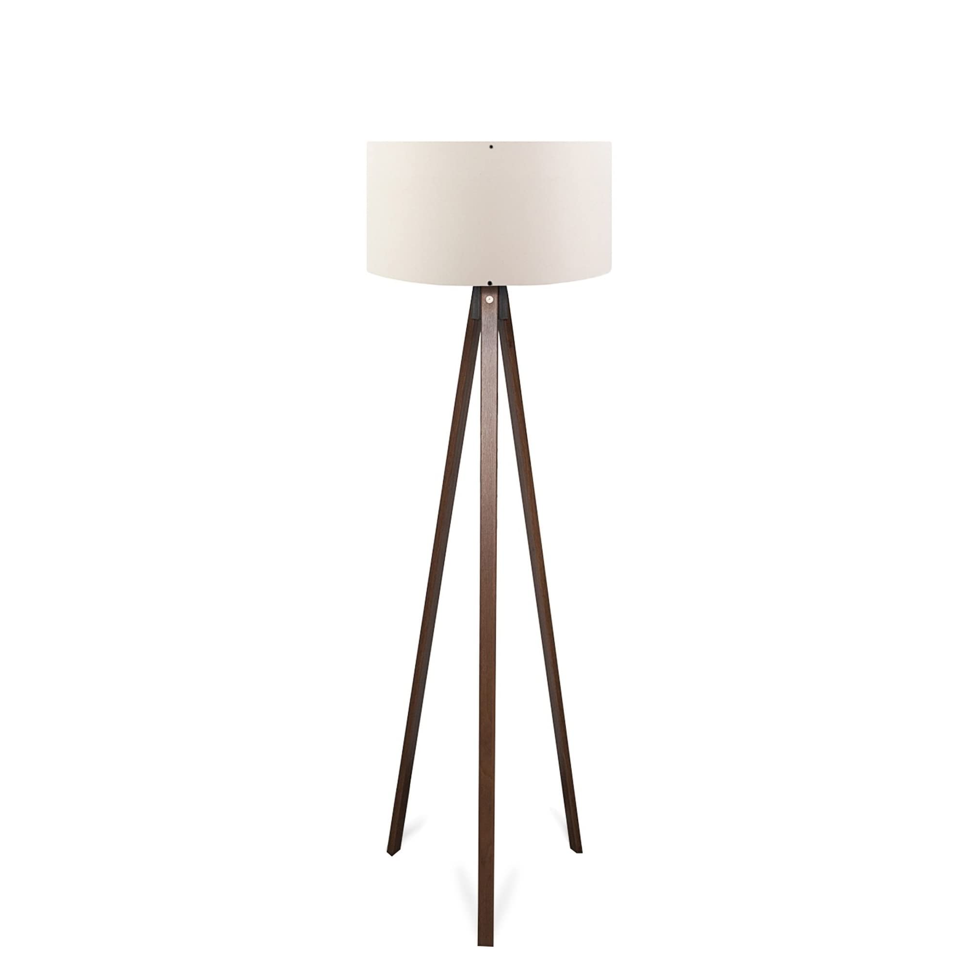Lámpara de pie trípode oscuro con pantalla 100% mdf, crema, colección Tanganica, 38x38x140, casquillo E 27 Max 60 W