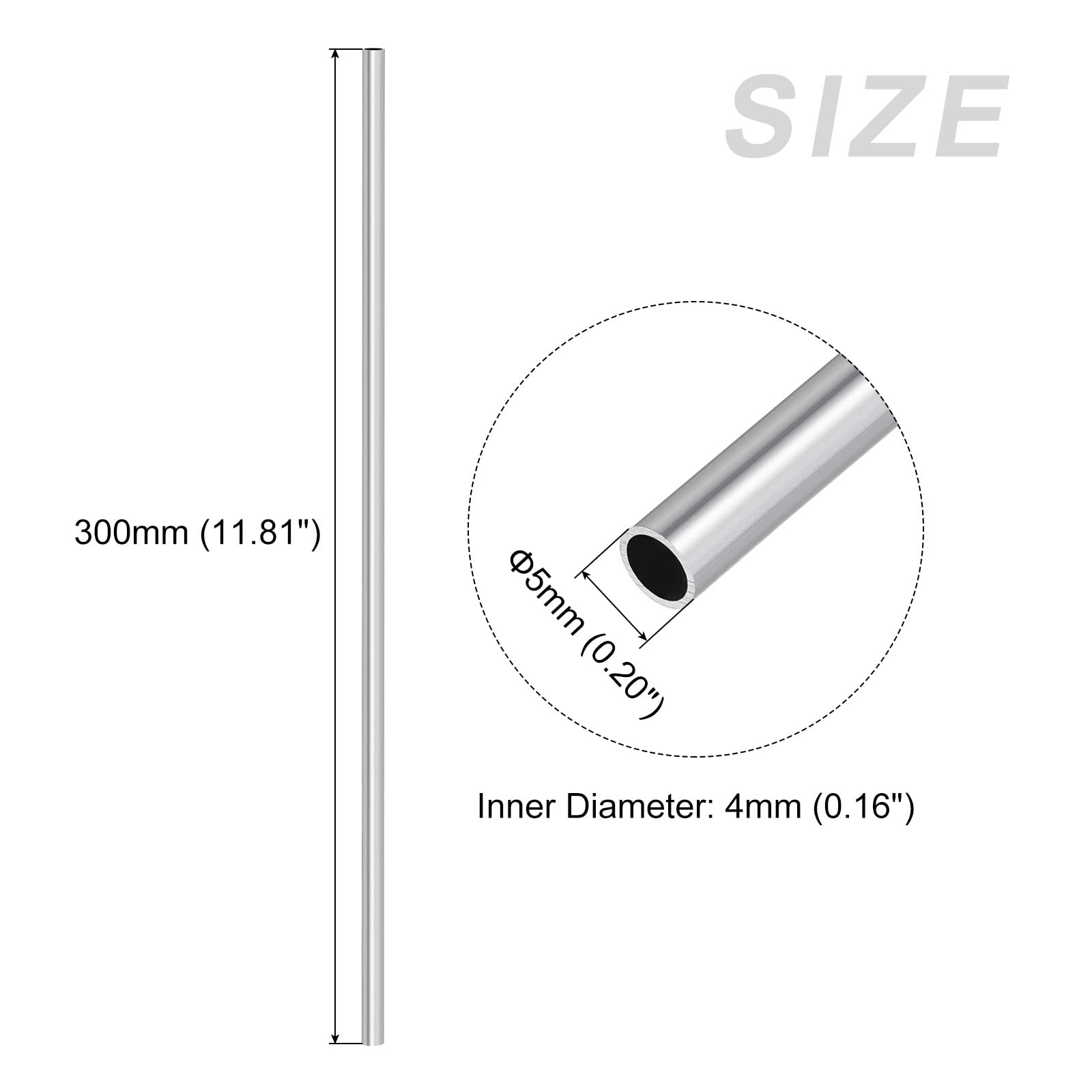 METALLIXITY 6063 Aluminum Tube (5mm OD x 4mm ID x 300mm L) 3Pcs, Aluminum Round Tubing - for Home Furnishing Machinery, DIY Handicraft - Image 2