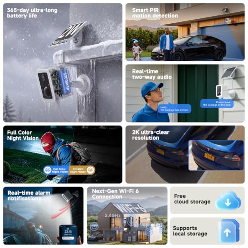 Image of VSTARCAM 2K Solar Security Camera Outdoor Wireless with 5200mAh Battery & Solar Panel, Spotlight & Siren,WiFi 6,IP66，Magnetic Quick Mount No Drill Installation,