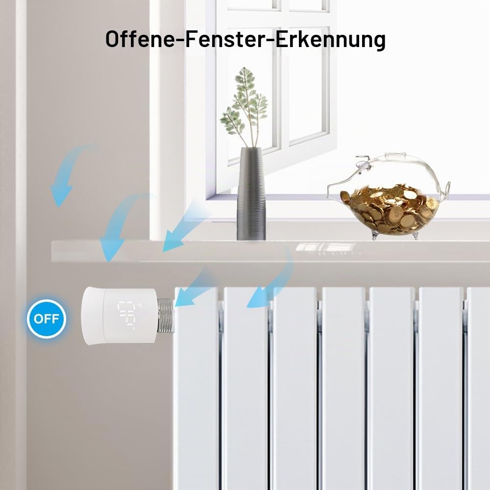 KETOTEK Smartes Heizkörperthermostat WLAN, Zigbee Thermostat Heizung mit Hub, Programmierbar Heizungsthermostat Heizungsregler für Heizkörper per App, Alexa, Google Assistant, Energie sparen