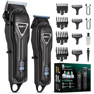 Vgrpro Haarschneidemaschine, Schnurlose Haarschneider Herren und Trimmer Herren Set, Haarschneide set mit langer Akkulaufzeit, elektrischer Haartrimmer für die Familie,Barbier, Friseur（Black)