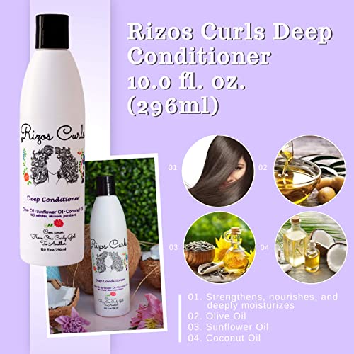 Rizos Curls Hydrating Shampoo, Deep Conditioner & Curl Defining Cream For Curly Hair Products - Intense Treatment & Nourishment For Wavy And Curly Hair (Hair Care Set) #TOP2