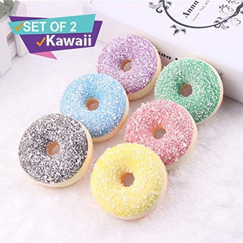 2 Donut Squishy Pack | Jumbo Squishes Slow Rising Prime Scented Food Cake Peach Cupcake |Kawaii Cute Large Kids Toys| Random Set |Soft Squeeze Stress Ball (Doughnuts-Set)