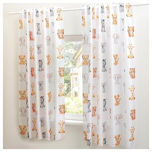 Delindo Lifestyle Tenda per cameretta dei bambini, African, 140 x 175 cm, 1 pezzo, con passanti nascosti o fettuccia arricciata, moderna, colore bianco opaco, per ragazze e ragazzi