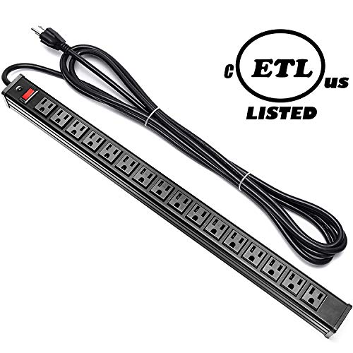 Surge Protector Power Strip 16-Outlet ETL Certified Heavy Duty Metal Power Socket