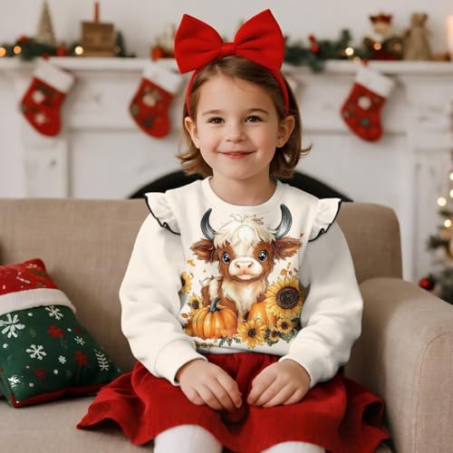 Girls Long Sleeve Pullover Top for Kids 3-8 Years Cute Fall T Shirts Soft Top Graphic T Shirt2