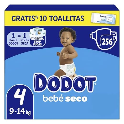 ¿Cuántas horas se puede estar con un pañal Dodot? 1 Dodot Pañales Bebé-Seco Talla 4 (9-14 kg), 256 Pañales con Protección Antifugas, Pack Mensual