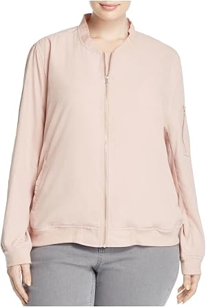 Bagatelle Womens Plus Size Mixed Media Full Zip Bomber Jacket Pink Size 3X