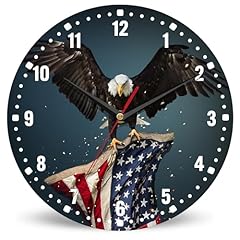 SPUNKER Wall Clocks,USA Flag Wall Clock Battery Operated 10 Inch,American Bald Eagle Round Clock photo SPUNKER Wall Clocks,USA Flag Wall Clock Battery Operated 10 Inch,American Bald Eagle Round Clock