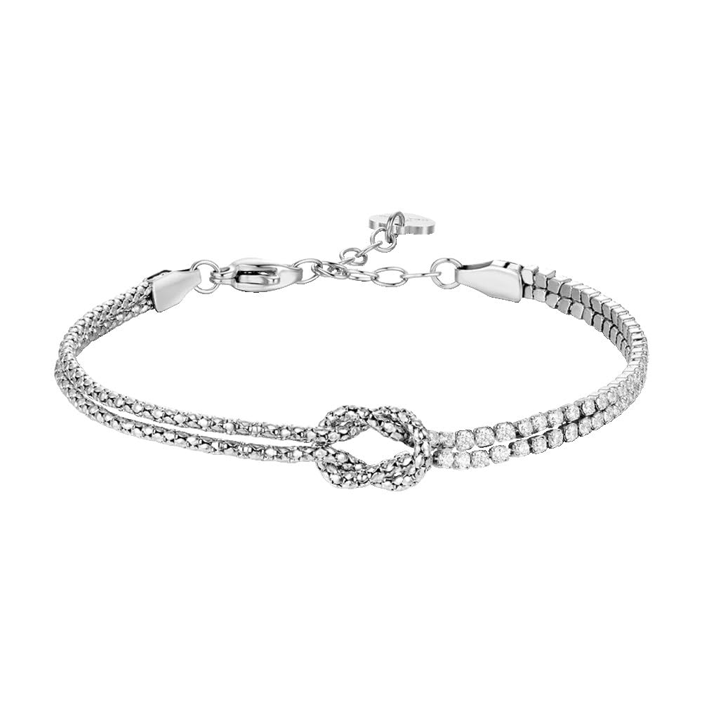 Luca Barra Bracciale Donna in Acciaio, Doppio Filo con Nodo Centrale, Stile Elegante, Modello BK2908