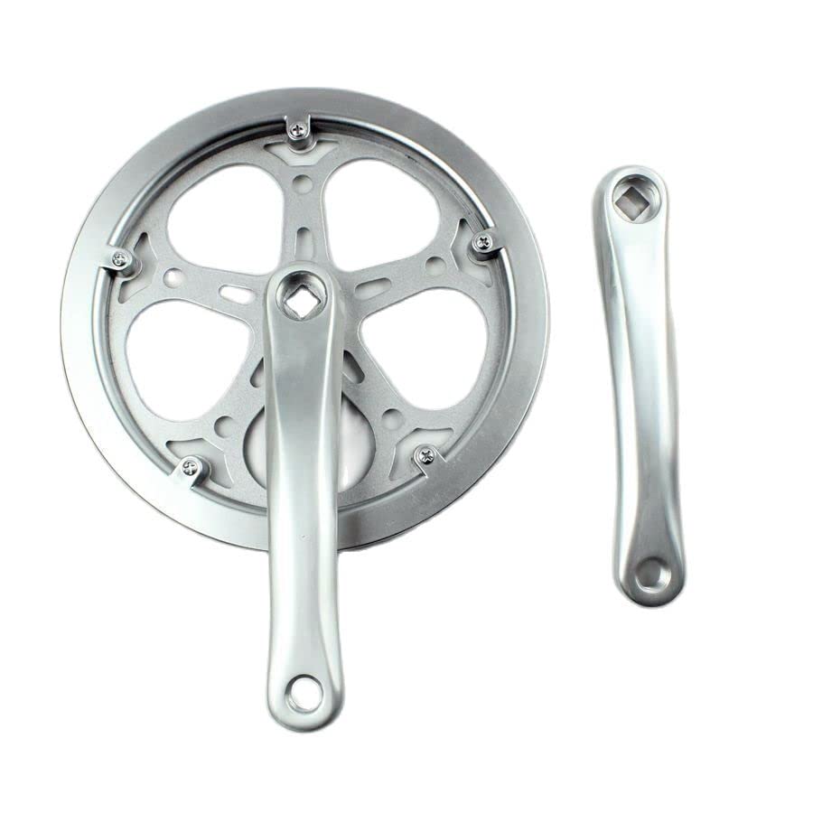 WANGBINGXING Kurbelgarnitur Rennrad Falten Fahrrad Kurbel 52T 170mm Fahrrad Kurbel Set Zahnplatte Einzelgeschwindigkeit Fahrrad Diamant Loch Kettenrad Bike Zubehör Fahrrad Kurbelgarnitur(Silver) Sport & Freizeit