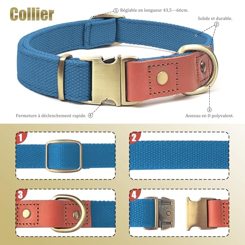 Qianruida Nylon Dog Collar and Leash Set Durable, Adjustable with a Solid Fastening, Comfortable and Durable - Image 2