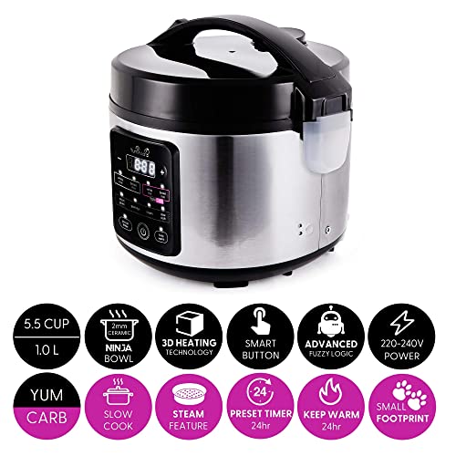Yum Asia Kumo YumCarb rijstkoker met keramische schaal en geavanceerde Fuzzy-logica, (5,5 kopjes, 1 liter), 5… - Afbeelding 3