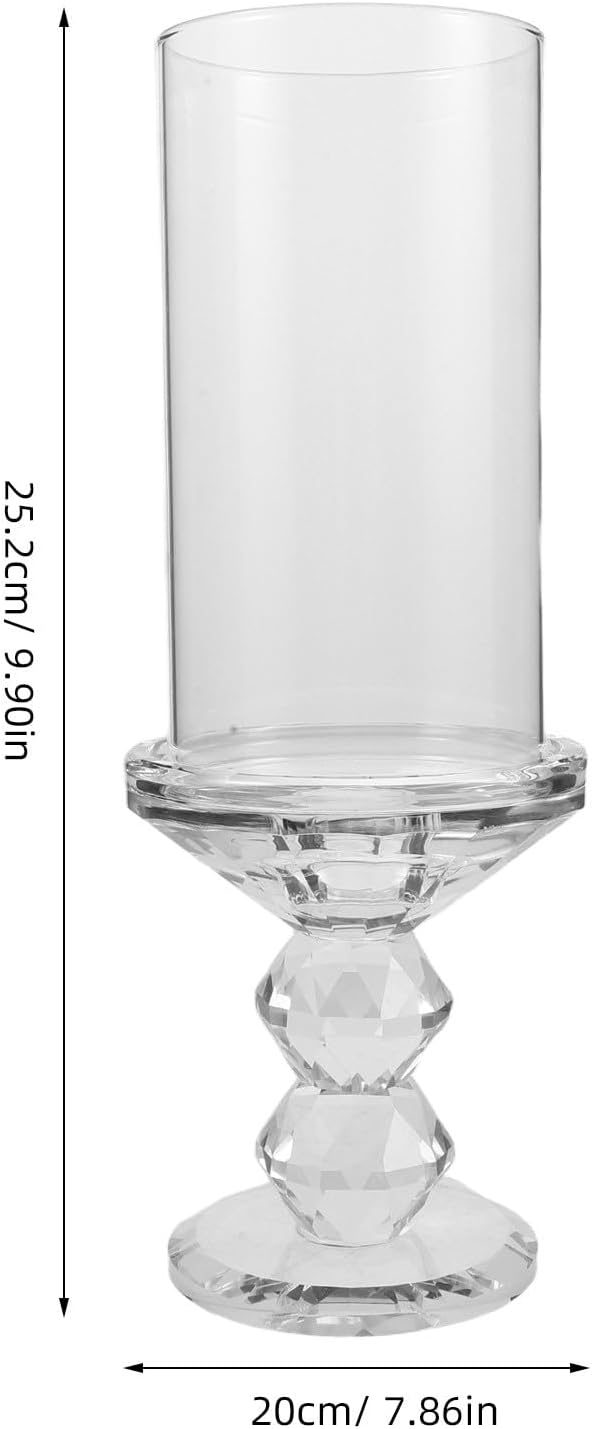 UKCOCO Glass Hurricane Candle Holder - Wind-Resistant Pedestal Glass Candle Holder with Cylinder Hurricane Cover for Wedding Centerpieces, Dining Table Decor, and Festive Occasions