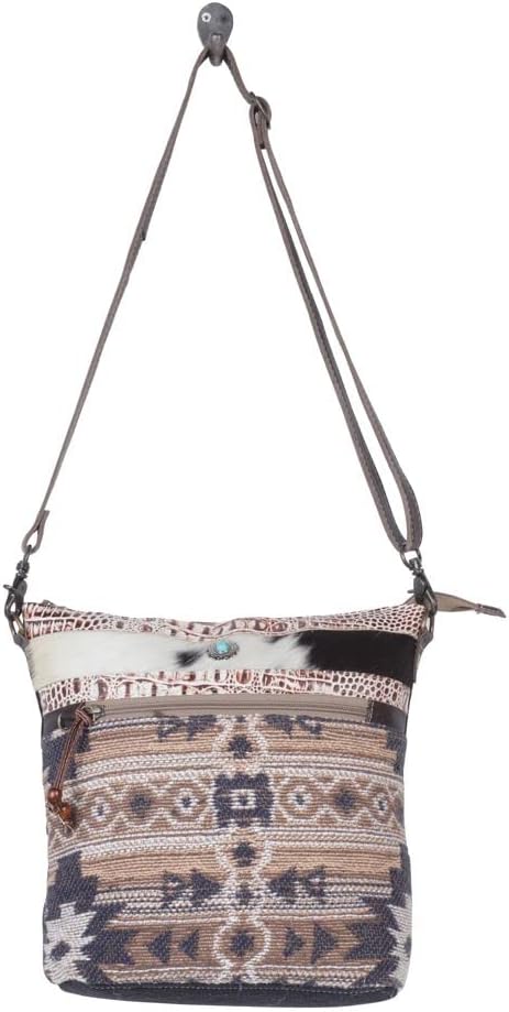 Myra Bag Western Canvas Crossbody Bag for Women - Cotton and Upcycled Leather Shoulder Bag Junoesque