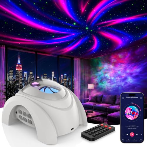 Rossetta Dual Lens Galaxy Star Aurora Projector Night Light for Bedroom