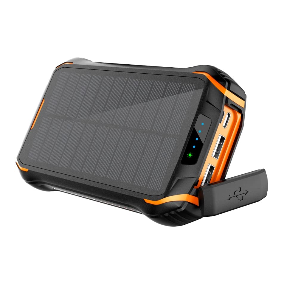 Vielseitige 26800mAh Smart Solar Powerbank: Wasserdichtes Solarladegerät mit USB-C, 2 Eingängen und 3 Ausgängen – Perfekter externer Akku für Smartphones, Handys und Tablets