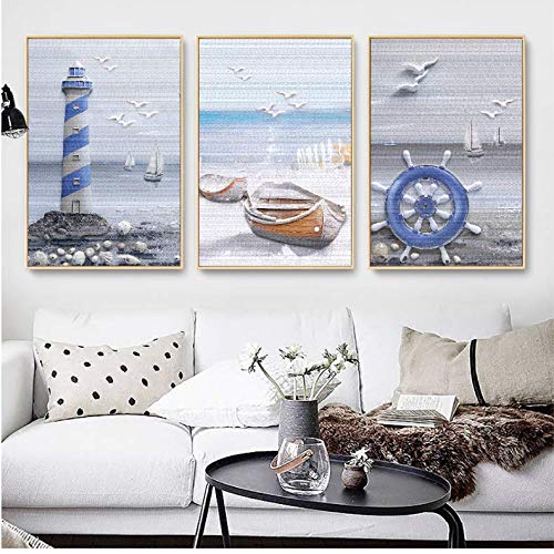 Affiches et gravures paysage marin phare pour décoration maison murale 50x70