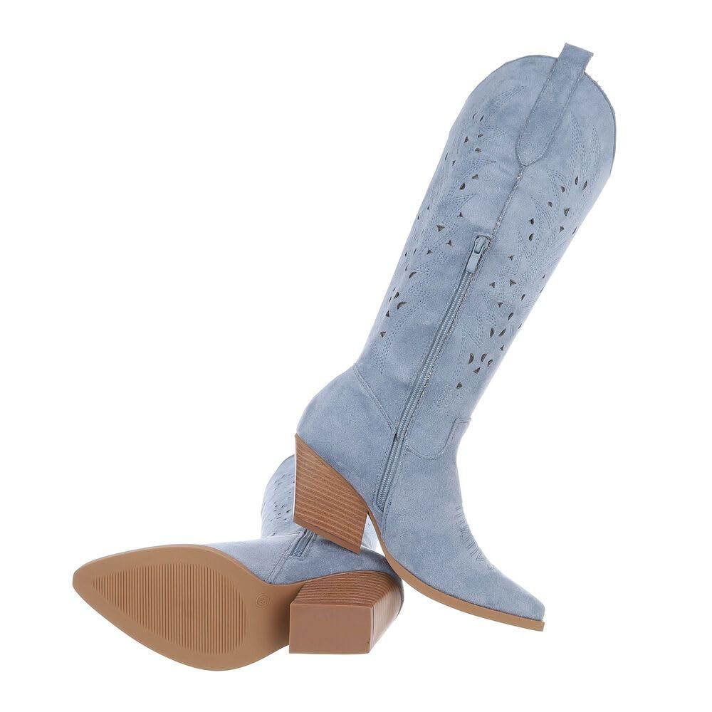 Ital Design Damen Stiefel mit Reißverschluss und Blockabsatz, spitze Form