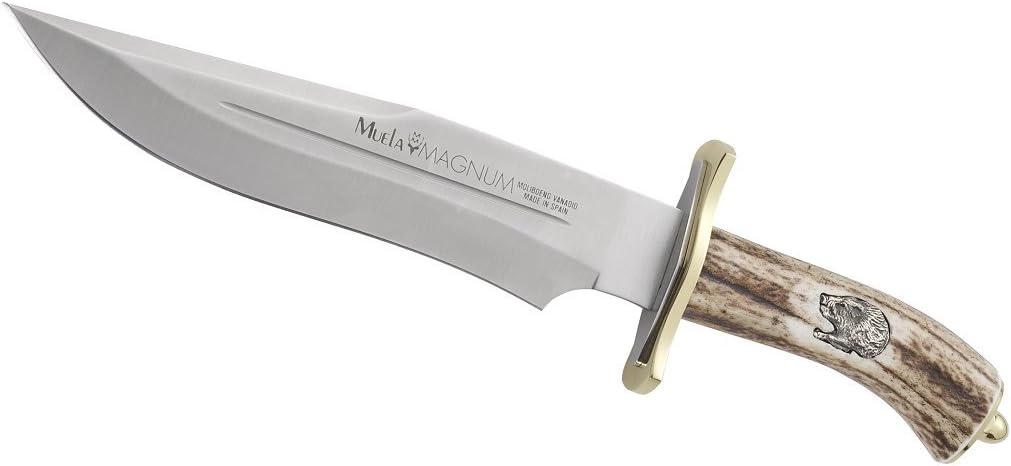 MUELA MAGNUM-23 Genuine Red Stag Horn Handle Hunting Knife with Leather Sheath