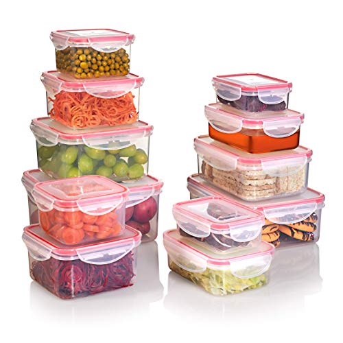 SEALCO Food Storage Containers with Lids – 12 Pack Set -Reusable Plastic Containers – BPA-Free,...