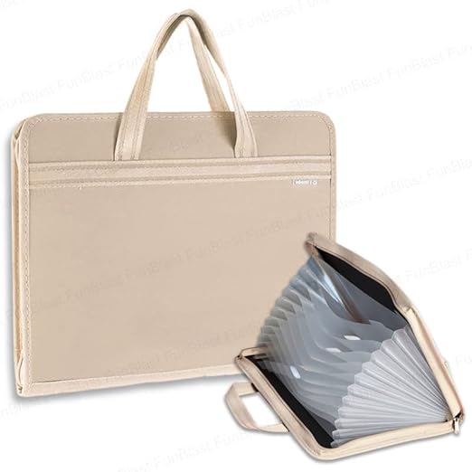FunBlast Portfolio File Folder A3 Size with Zip Lock 12 Pockets File Folder, Big Size