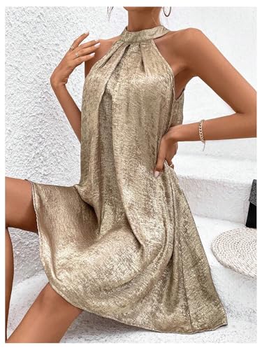 SOLY HUX Women's Halter Dress Sleeveless Tunic Flowy Short Summer Dresses4