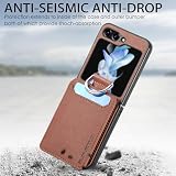 DAJIETOU Etui kompatybilne z Samsung Galaxy Z Flip 6, z uchwytem na karty, wysokiej jakości skóra PU, smukłe, cienkie, ochronne, odporne na wstrząsy, kompatybilne z Samsung Z Flip 6 (brązowe)