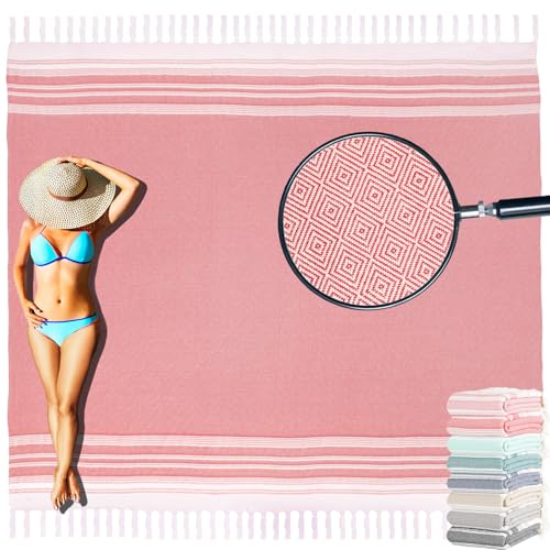 Yongoes Oversized Turkish Beach Towel Blanket Cotton Giant XL Sandproof Towels Huge Linen XXL Extra Large Big Throw Quilt Blankets for Adults Cloud Travel Camping Glamping Accessories Essentials