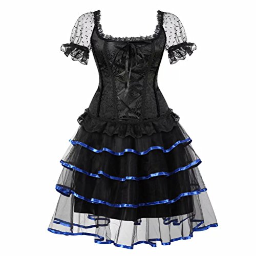 aizen Corset y Bustiers Vestidos Sexy Tirantes Lingerie Falda Tutu Mujer Gótico Steampunk Burlesque Talla Grande Azul 5XL