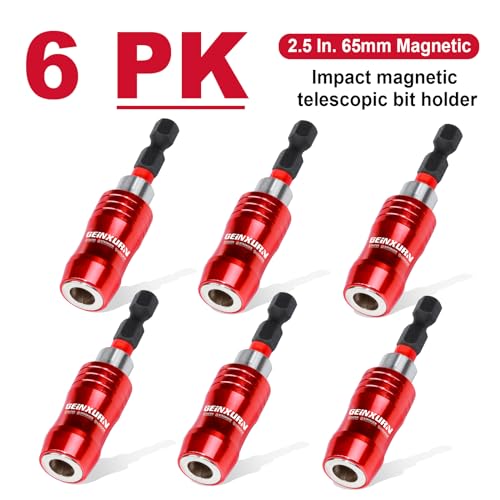 Geinxurn 2.5 Inches Impact Screwdriver Bit Holders, 6 PC Magnetic Extension Quick-Change Socket Drill Bit Holder Hex Shank Quick Release Drill Bit Guide