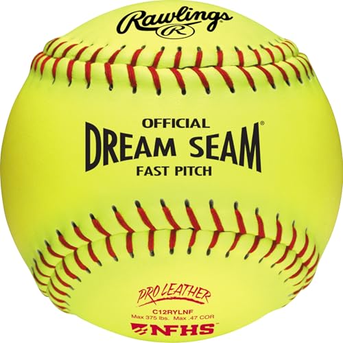 Rawlings | Official NFHS Pro Leather Dream Seam Fastpitch Softballs | C12RYLNF | 12' | 3 Count