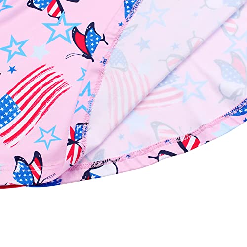 Jeskids Girls Summer Cami Spaghetti Strap Dress Patriotic 4Th Of July American Flag Dresses Butterfly Pink 6-7 Years #TOP4