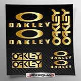 Stickersland® - Kit de adhesivos compatibles con cuadro MTB Mountain Bike y casco | Calcomanías adhesivas para bicicleta con letras y logotipos | Stickersland® – Oakle (dorado metalizado mate)