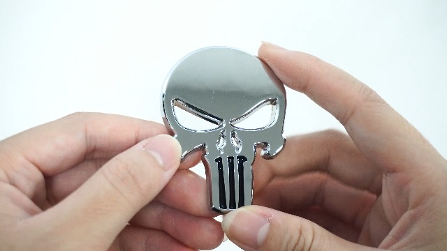 Adesivi 3D Metallici Auto - Teschio Punisher - Set Da 3 - Nero - Impermeabili Per Auto, Moto, Camion