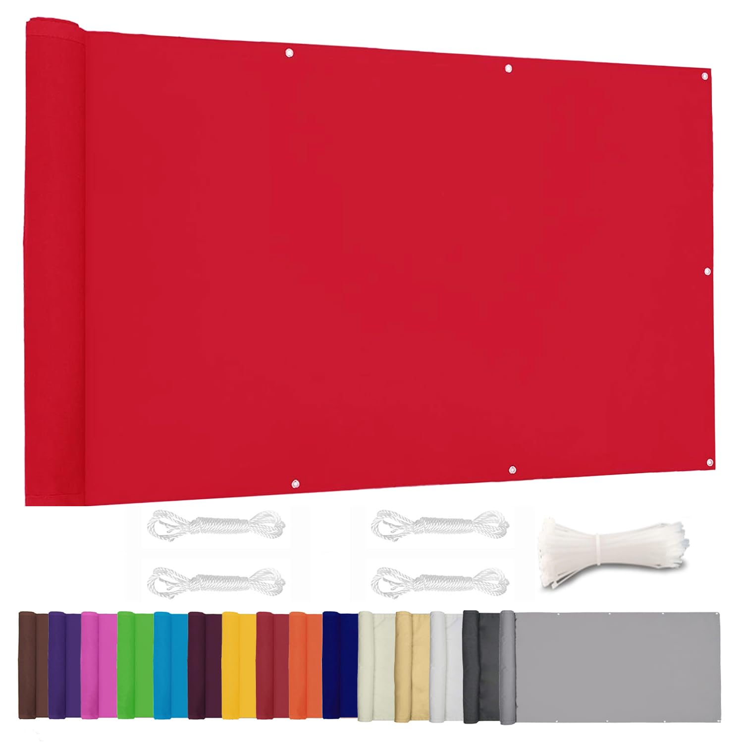 ZHhan Balcony Privacy Screen for Backyard Deck Patio Balcony Fence Porch Sun Shade PVC UV Protection Sun Wind 8 Days Delivered 11 Colors 195 Sizes 420D Red — image 1