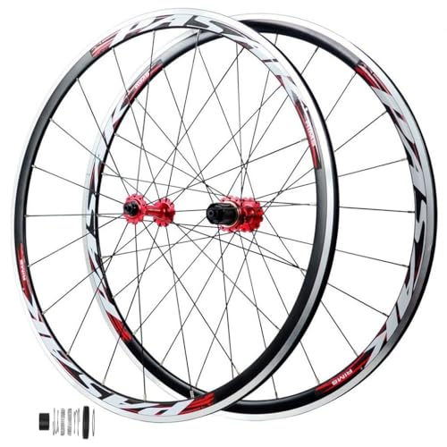 LPYDWZ Ruedas Bicicleta de Carretera 700C, Aleación de Aluminio Freno en V Llanta de 30MM Bicicleta de Montaña Liberación Rápida Compatible con Ruedas Delanteras y Traseras Casete de 7 a 12 Velocidade