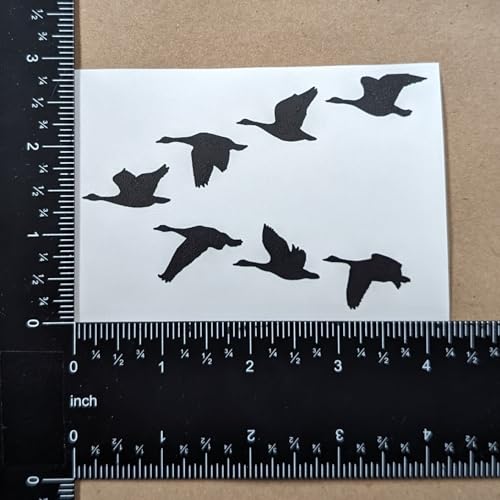 Image of Goose Decal 4 Pack: Detailed Goose Flying, Waterfowl Geese Flying V Formation, Canadian Geese Landing, Goose Flapping Wings (Black, Small ~3.5 inch)