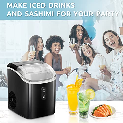 R.w.flame Nugget Ice Maker Countertop, Portable Pebble/Pellet Ice Maker Machine With Auto Self-Cleaning,33Lbs/24Hrs, Ice Scoop And Basket,Stainless Steel Finish Ice Machine For Home Office Bar Party #TOP6