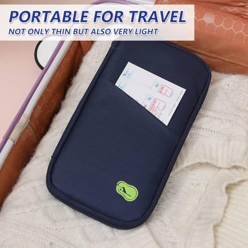 Image of Navy Blue Rfid Blocking Travel Wallet, Spacious Passport Cover For Men
