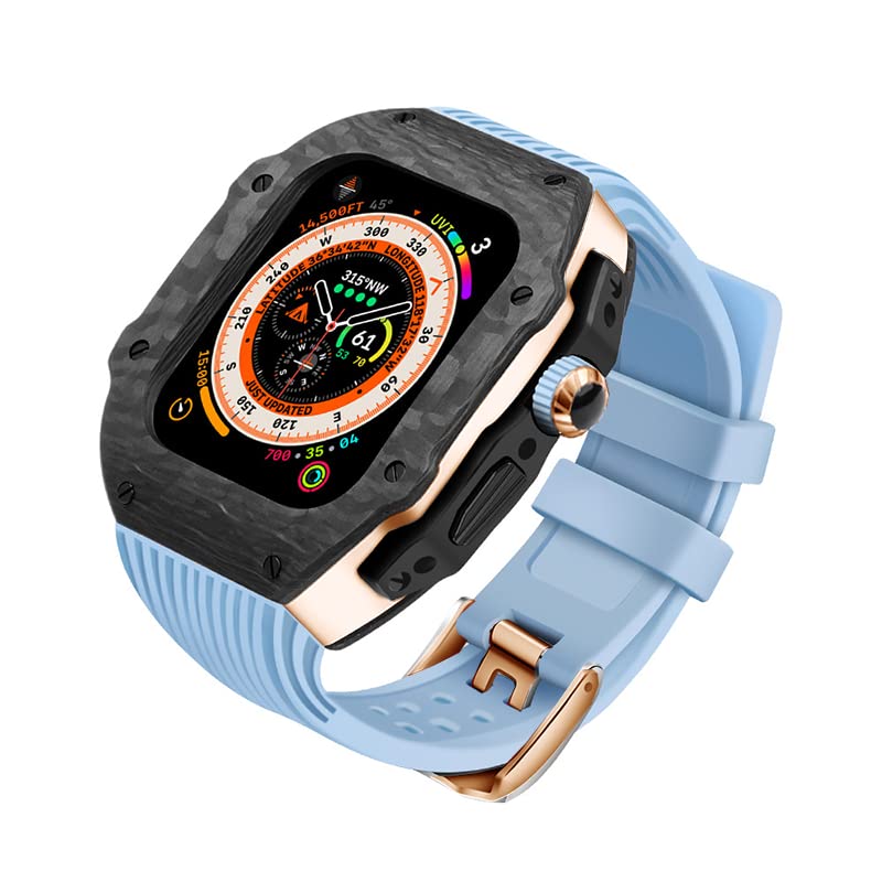 Kit Mod Fibre de Carbone pour Apple Watch Ultra Boîtier Luxe et Bracelet Fluorocarbone
