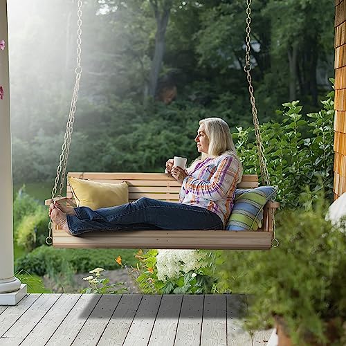 Image of VINGLI 2026 Upgraded 4 FT Wooden Porch Swing, 880 LBS Heavy Duty, Natural