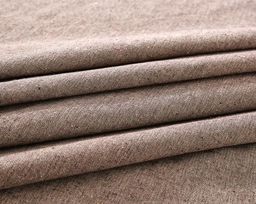 Nappe de table anti tache en coton lin marron 140x220 cm