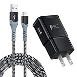 Adaptive Fast Charging Wall Charger with USB C Cable 10Ft, Excgood Fast Charger Power Adapter USB Type C Cable Fast Charging Compatible with Samsung Galaxy S8/9+/10e,Note 8/9,LG G5/6 V20/30-Black