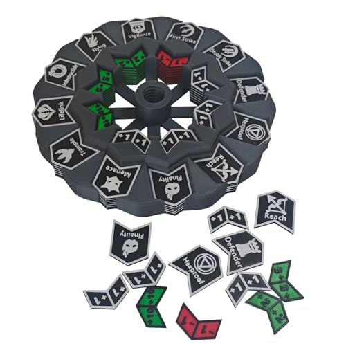 MTG Abilities Keywords Counter Wheel, Black Token Tracker 7.5 inch Diameter,123-Piece Keyword and Life Counter Bulk Tokens MTG, TCG, Cards Gaming Accessories