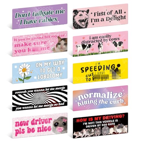 Yoppix 10PCS Funny Car Bumper Magnet New Driver Magnet Prank Magnetic Sticker for Car Truck Metal Hot Girls Hit Curbs New Driver Please Be Patient Waterproof Reusable